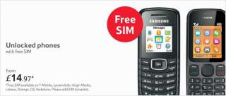 Buy any Unlocked handset from £14.97 and get a FREE SIM on selected 