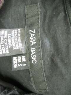 ZARA BASIC Black Cotton Eyelet Ruffle Blazer Jacket S  