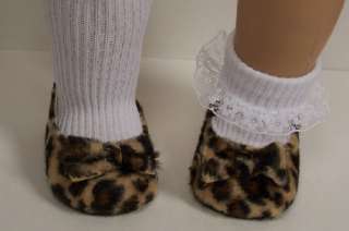 LEOPARD Print Faux Suede Flats w/Bow Doll Shoes For AMERICAN GIRL 