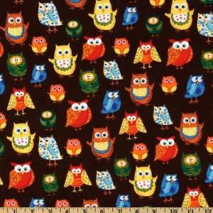   Friends II Owls Brown Fabric By The Yard Arts, Crafts & Sewing