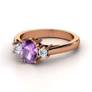  Ashley Ring, Oval Amethyst 14K Rose Gold Ring with Diamond 