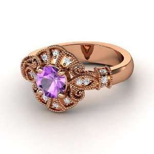  Chantilly Ring, Round Amethyst 14K Rose Gold Ring with 
