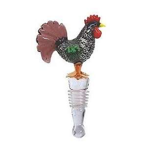  Rooster Hand Blown Wine Glass Stopper   BS088 Kitchen 