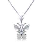   Gold Products, inc 14K. White Gold Butterfly Necklace with Aquamarines