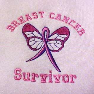 Breast Cancer Survivor Ribbon Butterfly Hoodie Pink XL  