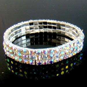   Gemstone Pearl Crystal Beads Elastic Bangle Bracelet Fashion  