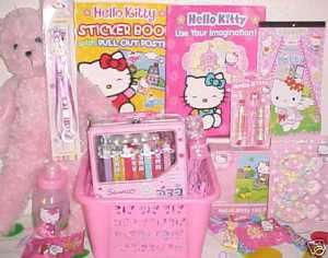 NEW HELLO KITTY TOY EASTER GIFT BASKET birthday TOYS LUNCH BOX BOOKS 