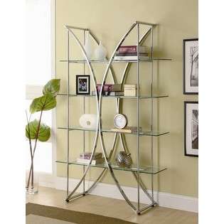 Coaster Home Office Metal Bookshelf with Floating Glass in Chrome 