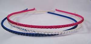 One New Set of 3 Colorful Headbands With Rhinestones  