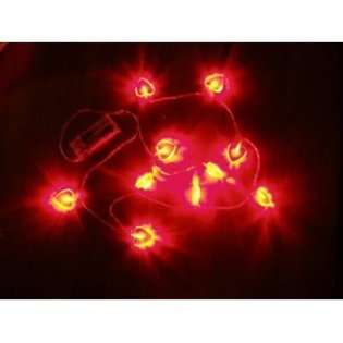 Lilys Home Battery Operated 10 RED LED String Lights Hearts Shaped on 