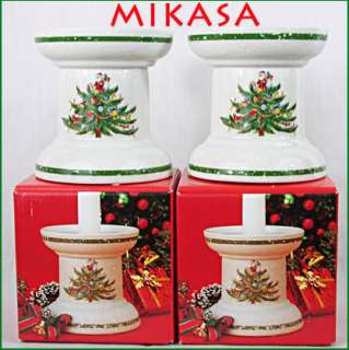 MIKASA CHRISTMAS TREATS Tree SANTA Pillar Candle Holders HP306 5 