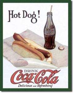 COKE COCA COLA Hot Dog Resturant Rec Room Tin Sign  