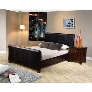   bycast leather like vinyl upholstered full size bed frame 