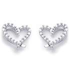   Silver Open Heart CZ Stud Screw Back Earrings For Children & Women