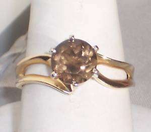 VINTAGE 14K YELLOW GOLD 2 CARAT SOLITAIRE TOPAZ RING  