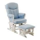 Shermag 37908cb.15.1012 Blue Gingham Glider with Ottoman . White