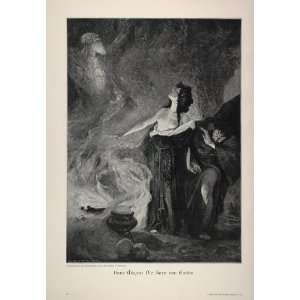 1902 Print Witch Endor Ghost Prophet Samuel King Saul   Original Print 