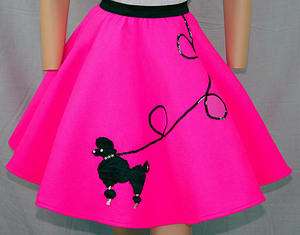 NEON Pink Felt 50S Poodle Skirt Adult SZ M WAIST 30 36  