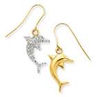 goldia 14k Gold Crystal Dolphin Dangle Wire Earrings