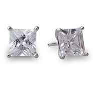 Diamonesse Sterling Silver Square Cubic Zirconia Stud Earrings at 