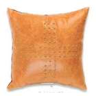   leather whiskey color 15 x 15 throw pillow with antique studs
