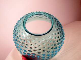   Victorian Antique Blue Hobnail 10 Inch Art Glass Lamp Shade  