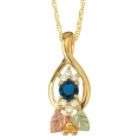 Black Hills Gold Tricolor 10K Sapphire and Diamond Accent Pendant