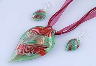 6set Leaf Murano Lampwork Glass Pendant Necklaces 14358  