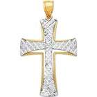   White and Yellow Gold Cross Pendant 1 5/8  x 2  (Include Light