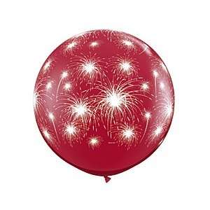  3 Ruby Red Fireworks Latex Balloon Three Foot Ft Health 
