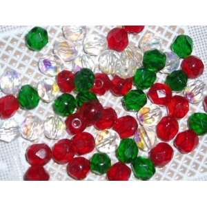  Christmas Holiday 6mm Czech Glass Bead Mix Arts, Crafts & Sewing
