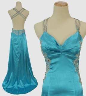 MORGAN & CO $200 Turquoise Halter Prom Pageant Evening Gown NWT (Size 