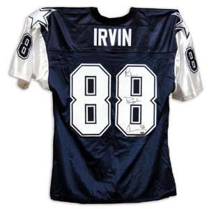 Michael Irvin Autographed Blue Custom Jersey with Playmaker 