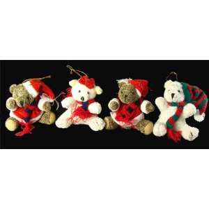 Club Pack of 144 Plush Mr. & Mrs. Santa Claus Bear Christmas Ornaments 