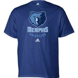  adidas Memphis Grizzlies Navy Blue Primary Logo T shirt 