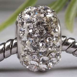 Classic White Czech Crystal 925 Silver Charm Bead  