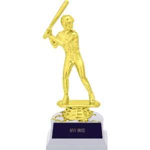  Trophies Award WHITE BASE/NAVY BRASS PLATE 6 Custom Baseball 