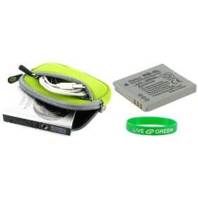    Neoprene (Neon Green) Sleeve Case and KLIC 7003 Battery for Kodak 