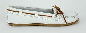 Minnetonka Womens White Smooth Leather Moccasin #614 747647858747 
