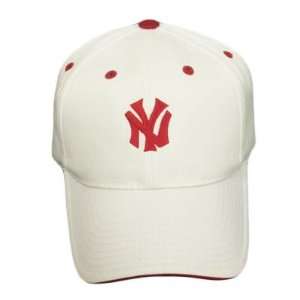  MLB NEW YORK YANKEES WHITE RED COTTON HAT CAP ADJ NEW 