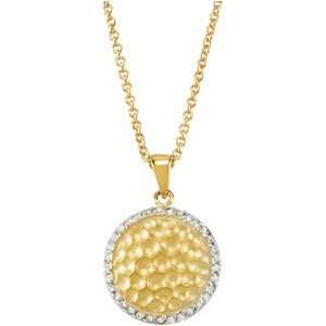 14k CZ Necklace With 2 Inch Extender With Yellow Plate 14k Yellow Gold 