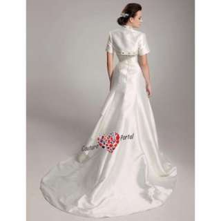 line Strapless Court Train Crystal Wedding Dress  