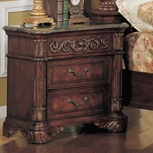   Nightstand in Distressed Cherry and Ash Burl Furniture & Decor