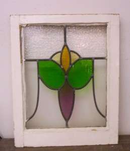 OLD ENGLISH STAINED GLASS WINDOW Pretty Floral Tulip Design  