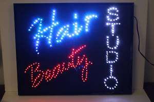 New Led Neon Motion Hair Beauty Open Sign 24x19x1  