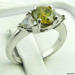   Genuine RBC Diamond .52ctw Side Trillion 3 Stone Ring   14k Gold