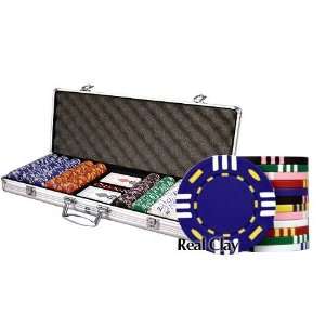 Premium Set of 500 Clay 12 Stripe 14 gram Poker Chips w/6 Dealer 