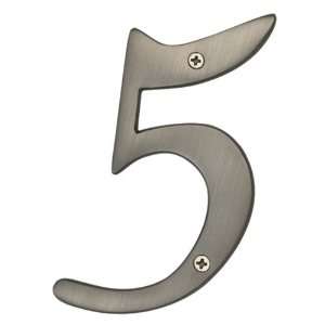  8 Solid Brass House Number 5   Brushed Nickel