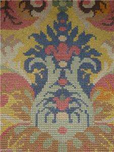 VINTAGE LARGE WOOL NEEDLEPOINT SHAPED CHAIR PANEL FLORA  