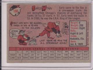 1956 Topps Early Wynn White Sox Yellow Team Card#100B  